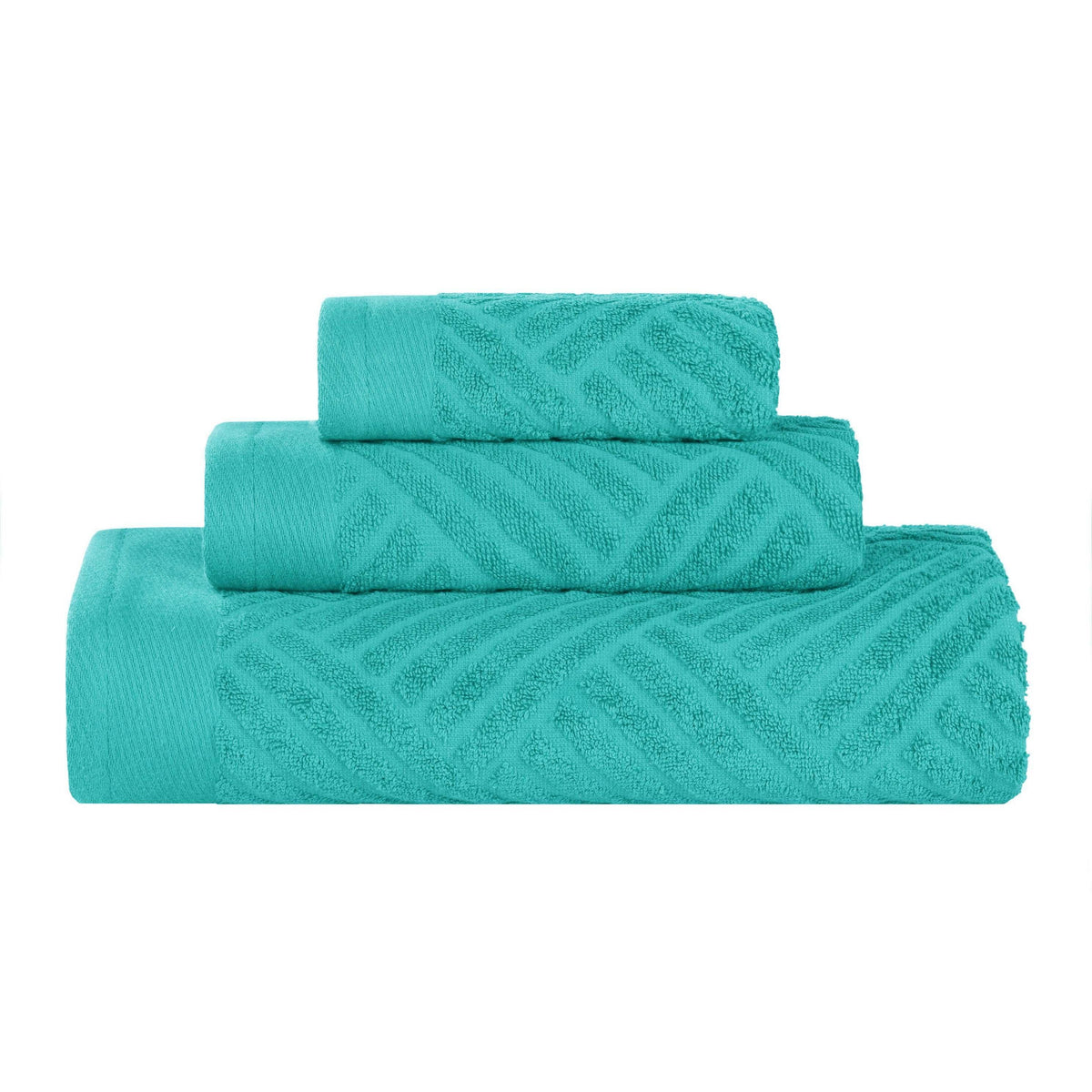 Basketweave Egyptian Cotton Jacquard 3 Piece Assorted Towel Set - Towel Set by Superior - Superior 