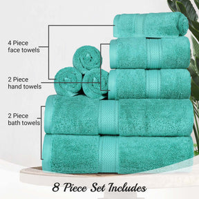 Madison Egyptian Cotton Pile Plush Heavyweight 8 Piece Towel Set