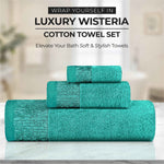 Wisteria Cotton Medium Weight Floral Jacquard Border 8 Piece Towel Set - Towel Set by Superior