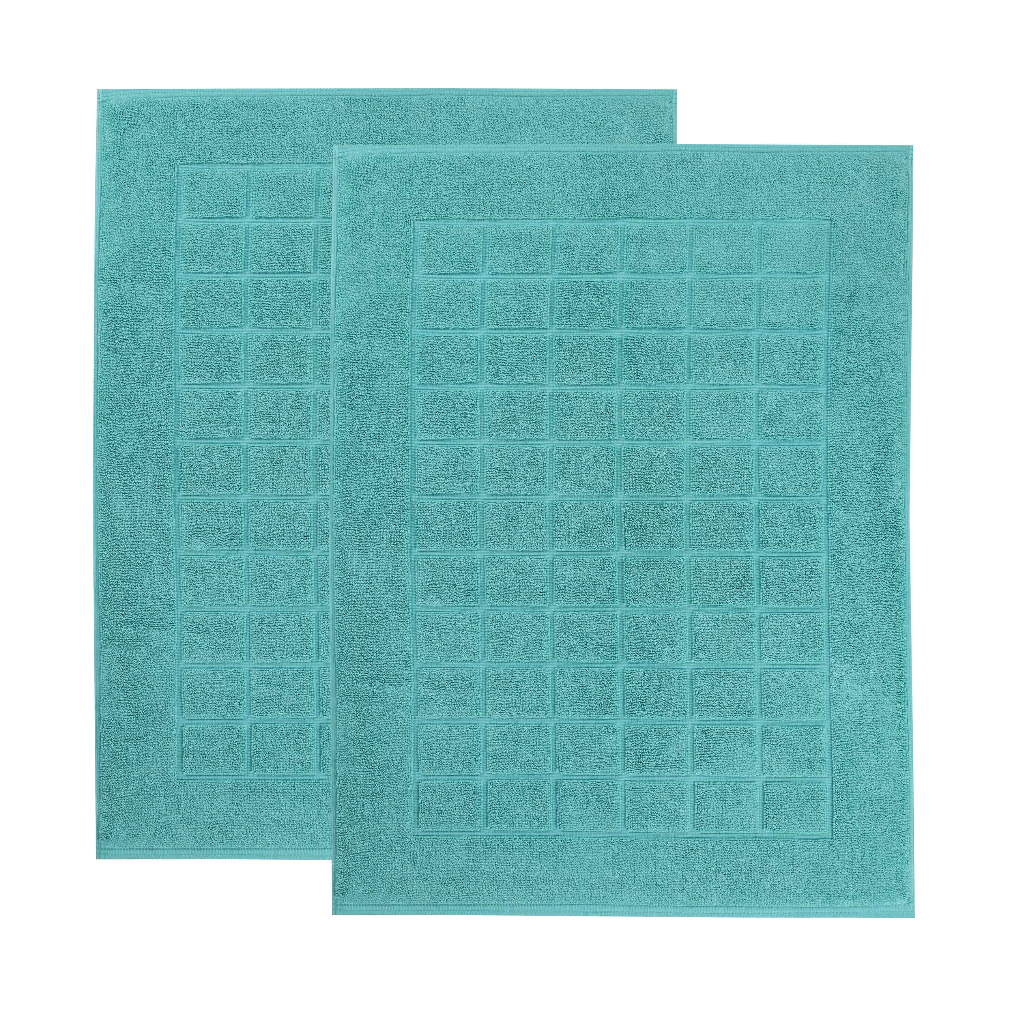 Nora Cotton Solid Absorbent Thick Checkered Washable Bath Mat Set of 2 - Bath Mats by Superior