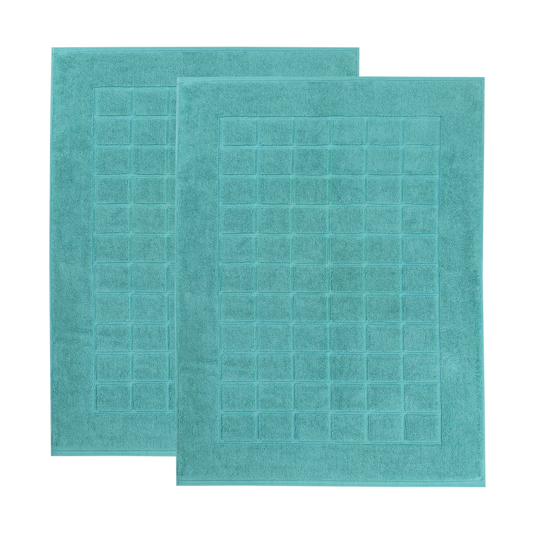 Nora Cotton Solid Absorbent Thick Checkered Washable Bath Mat Set of 2