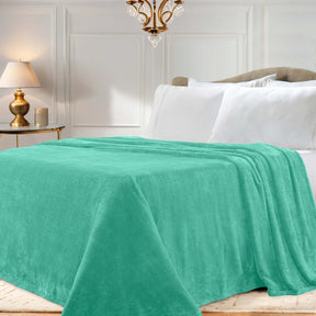 Fleece Plush Medium Weight Fluffy Soft Solid Decorative Blanket - Turquoise