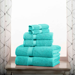 Egyptian Cotton Pile Heavyweight 6 Piece Towel Set - Turquoise