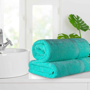 Egyptian Cotton Pile Absorbent 2 Piece Plush Solid Bath Sheet Set - Turquoise