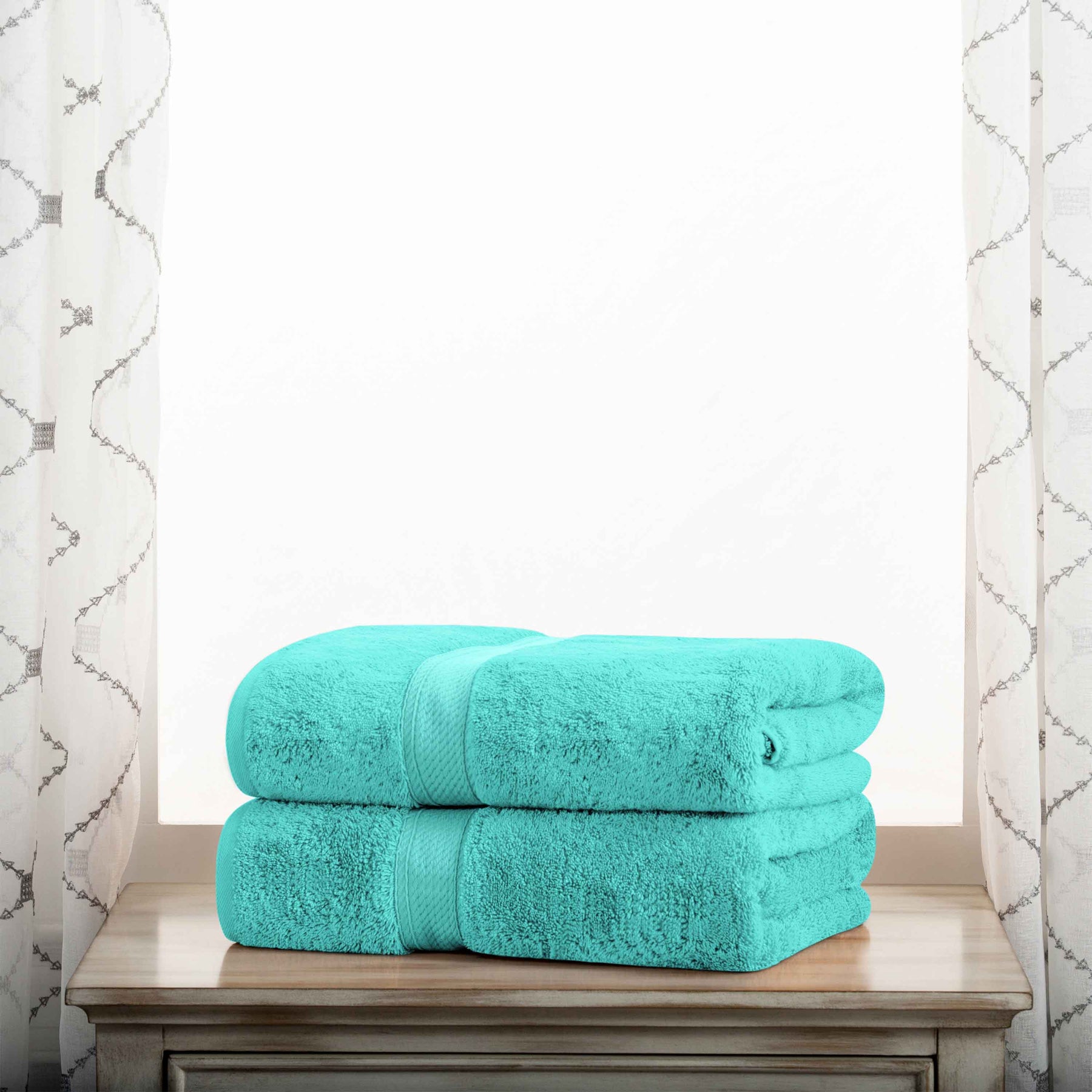 Egyptian Cotton Pile Heavyweight 2 Piece Bath Towel Set - Turquoise