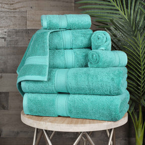 Egyptian Cotton Pile 8 Piece Ultra Plush Solid Towel Set - Turquoise