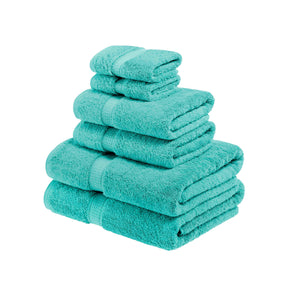 Egyptian Cotton Pile Heavyweight 6 Piece Towel Set - Turquoise