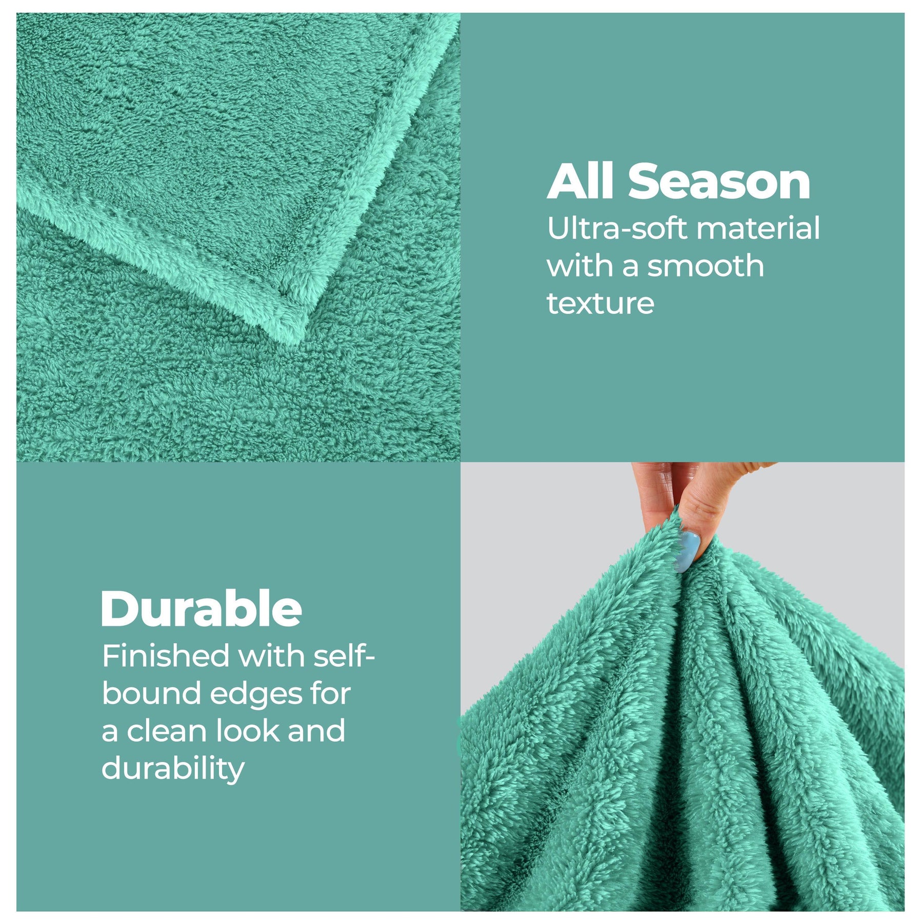 Fleece Plush Medium Weight Fluffy Soft Solid Decorative Blanket - Turquoise