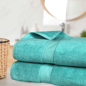 Egyptian Cotton Pile Absorbent 2 Piece Plush Solid Bath Sheet Set - Turquoise