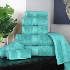 Egyptian Cotton Pile 8 Piece Ultra Plush Solid Towel Set - Turquoise