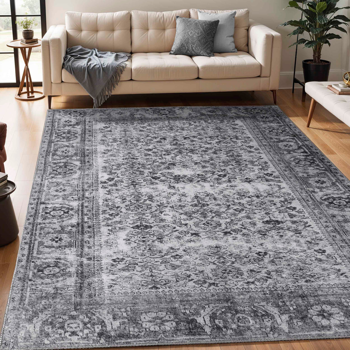 Uma Oriental Medallion Bohemian Indoor Area Rug Or Runner Rug - Charcoal