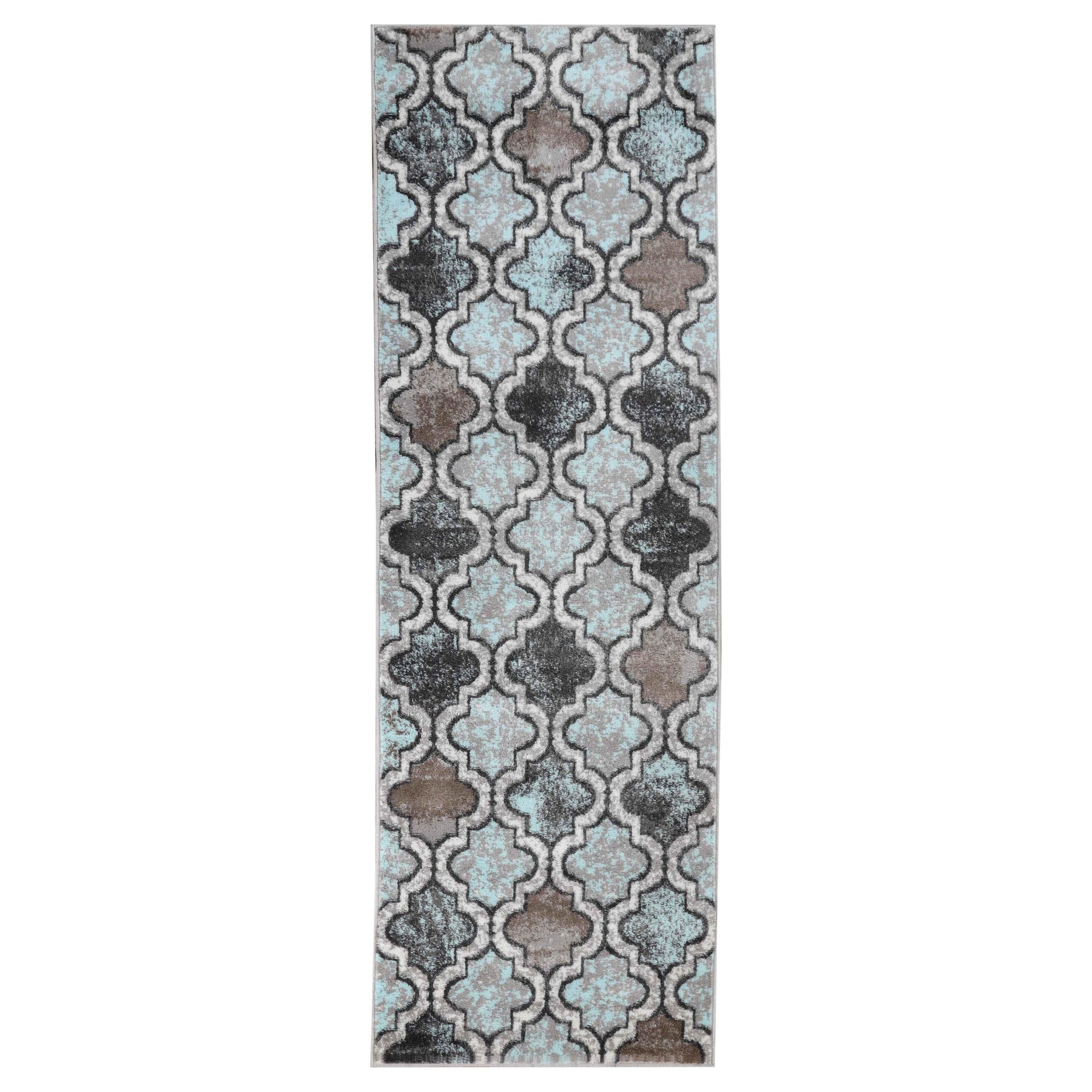 Viking Contemporary Geometric Trellis Indoor Area Rug or Runner - Turquoise