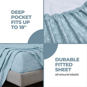 Melange Flannel Cotton Two-Toned Deep Pocket Warm Sheet Set