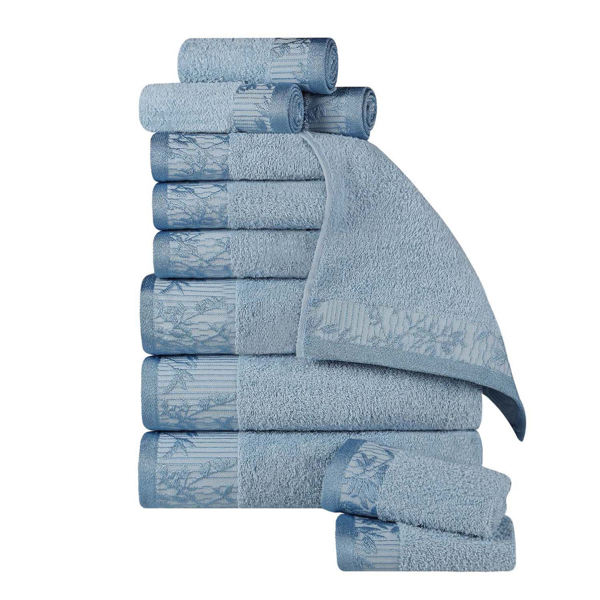 Wisteria Cotton Medium Weight Floral Jacquard 12 Piece Towel Set