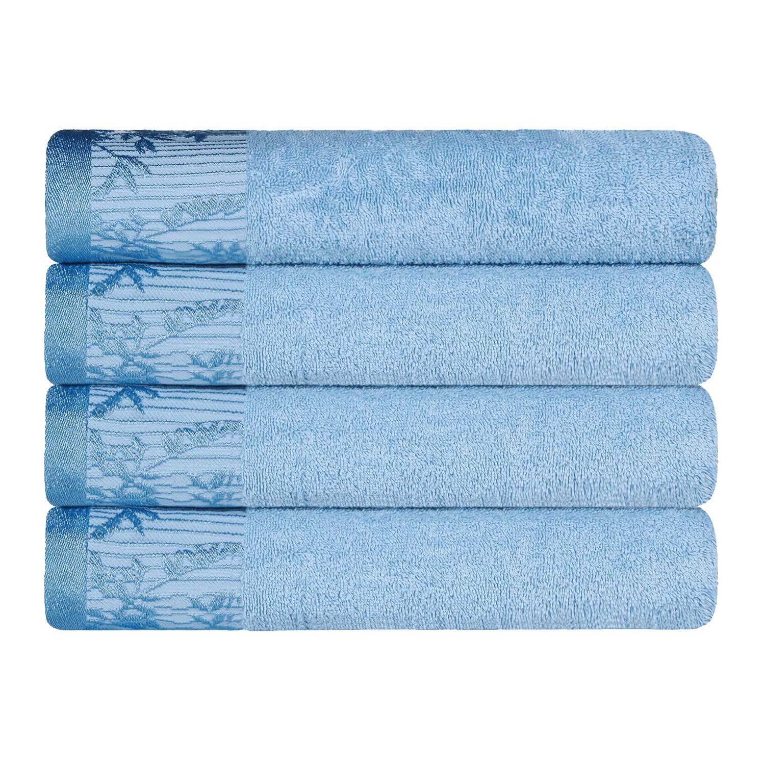 Wisteria Cotton Medium Weight Floral Jacquard Bath Towels, Set of 4 - Bath Towel by Superior