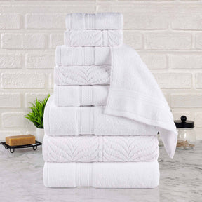 Chevron Zero Twist Solid and Jacquard Cotton 9 Piece Towel Set