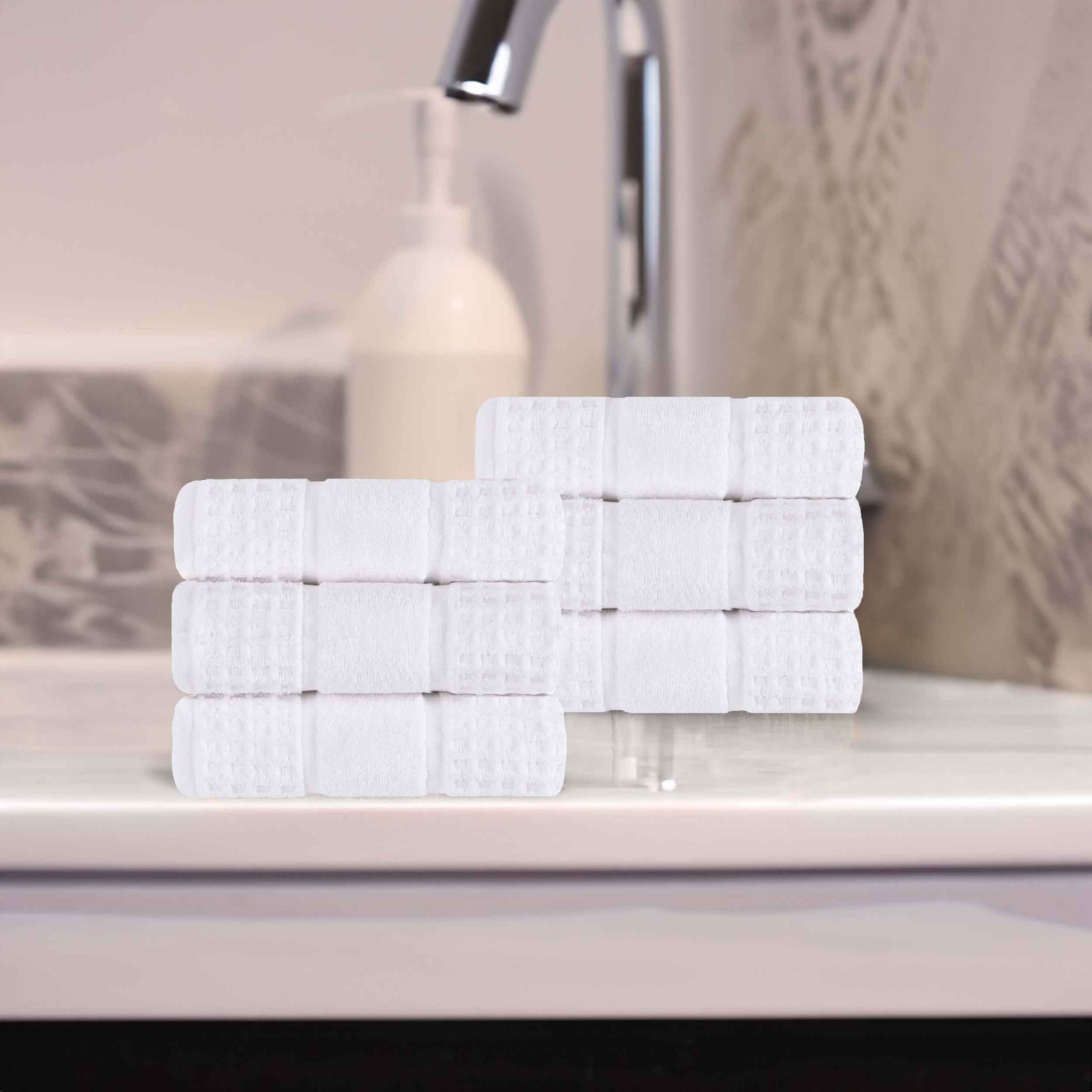 Napa Zero Twist Cotton Solid Waffle Honeycomb Hand Towel Set of 6 - Towel Set by Superior