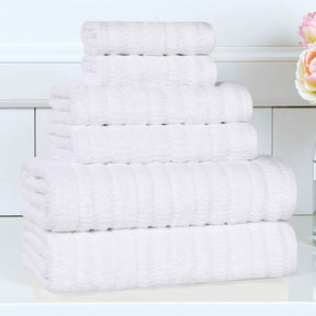 Mika Smart Twist Cotton Solid Textured Ribbed 6 Piece Towel Set