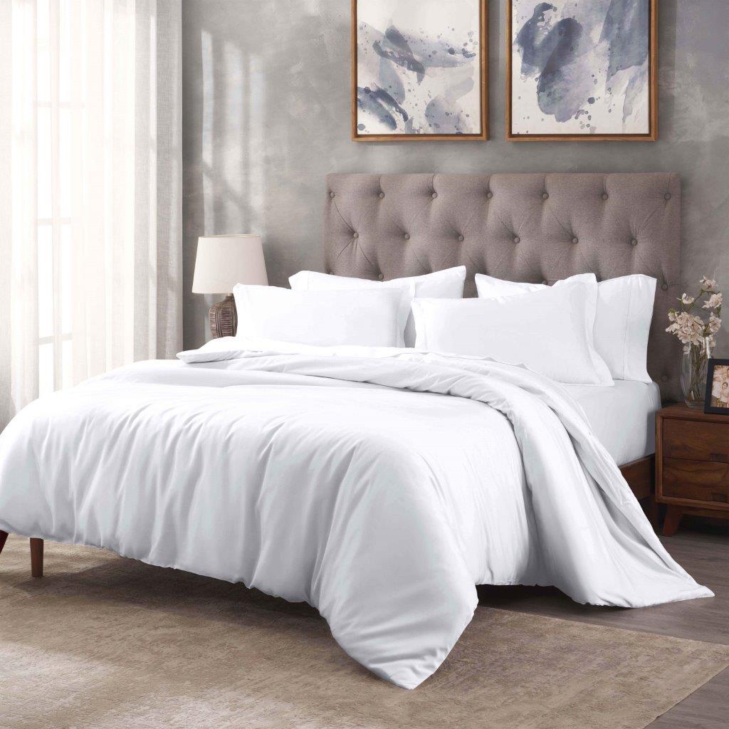 Egyptian Cotton 400 Thread Count Solid Luxury Duvet Cover Set - White