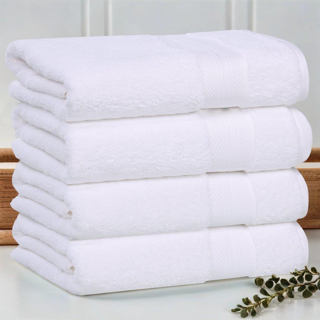 Aria Turkish Cotton Heavyweight Solid Absorbent Bath Towel Set of 4