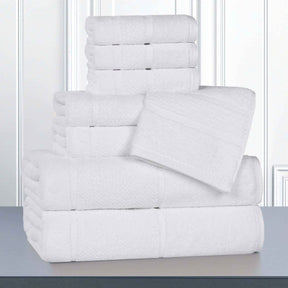 Mile Smart Twist Cotton Medium Soft Thick Border 8 Piece Towel Set