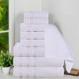 Brea Zero Twist Cotton Ribbed Geometric Border 9 Piece Towel Set - Towel Set by Superior