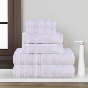 Brea Zero Twist Cotton Ribbed Geometric Border 6 Piece Towel Set