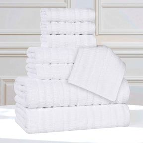 Mika Smart Twist Cotton Solid Textured Ribbed 8 Piece Towel Set