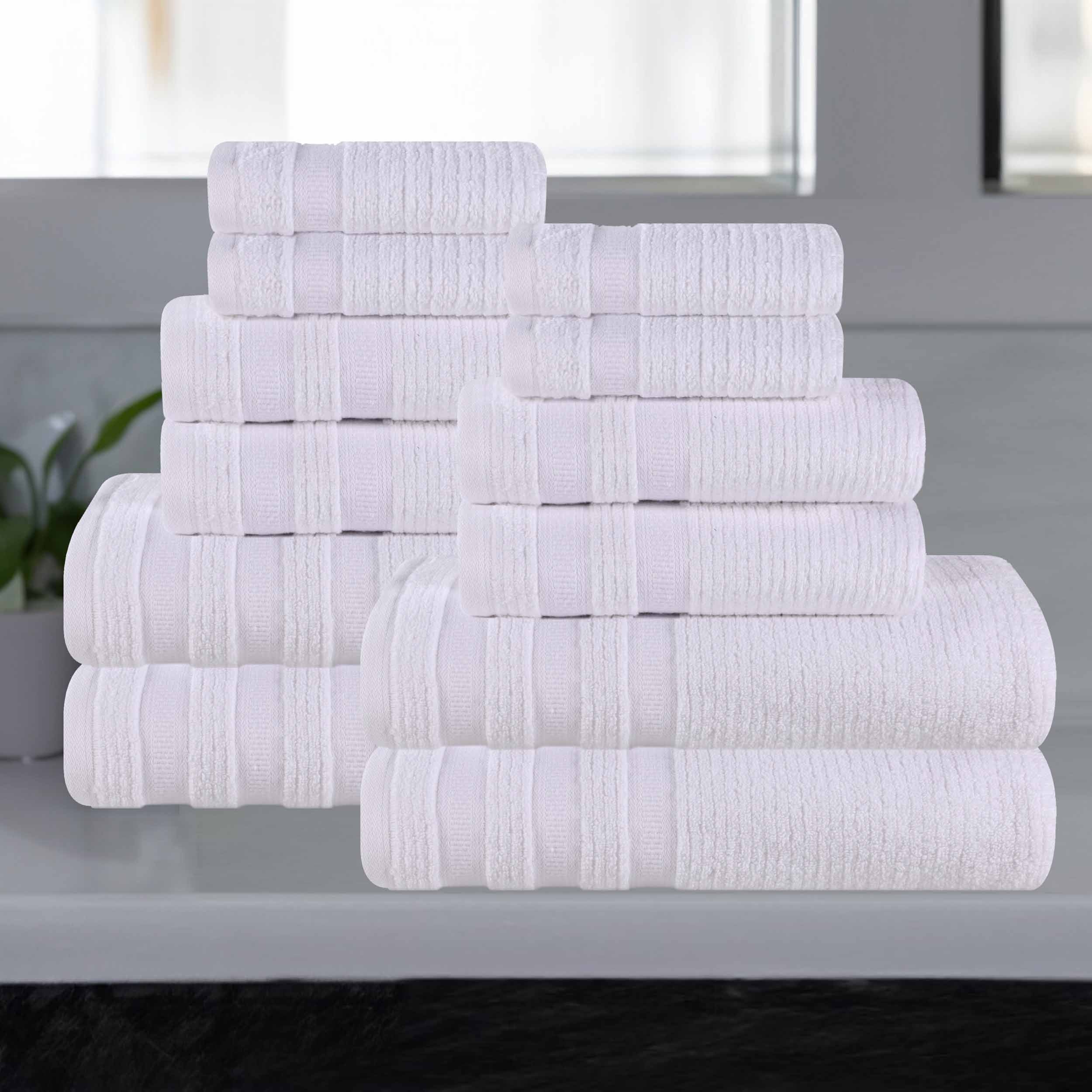 Brea Zero Twist Cotton Ribbed Geometric Border 12 Piece Towel Set - Towel Set by Superior