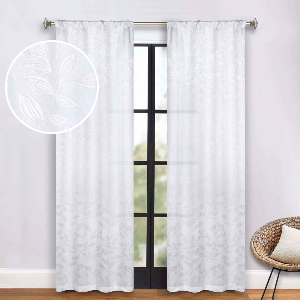 Leaves Washable Room Darkening Blackout Curtain Panels, Set of 2