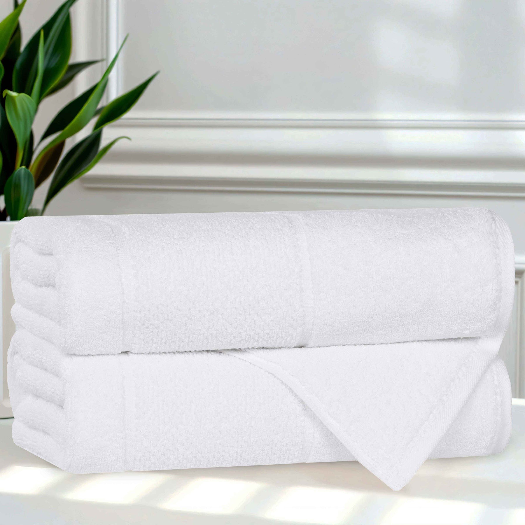 Mile Smart Twist Cotton Solid Thick Border Bath Towels, Set of 2