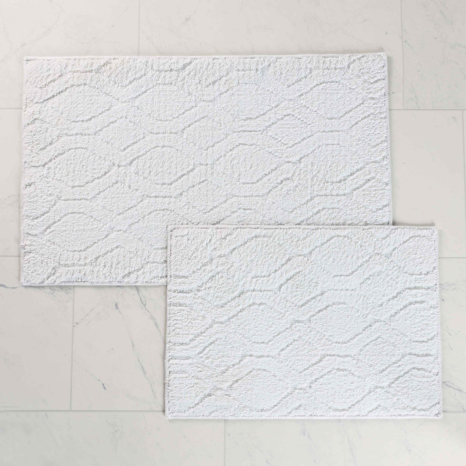 Brou Diamond Lattice Textured Machine Washable Bath Rugs, Set of 2