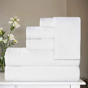 Honeycomb Textured Waffle Border Cotton 6 Piece Towel Set