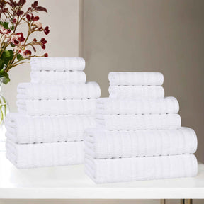 Mika Smart Twist Cotton Solid Textured Ribbed 12 Piece Towel Set