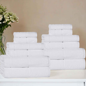 Mile Smart Twist Cotton Solid Thick Border 12 Piece Towel Set