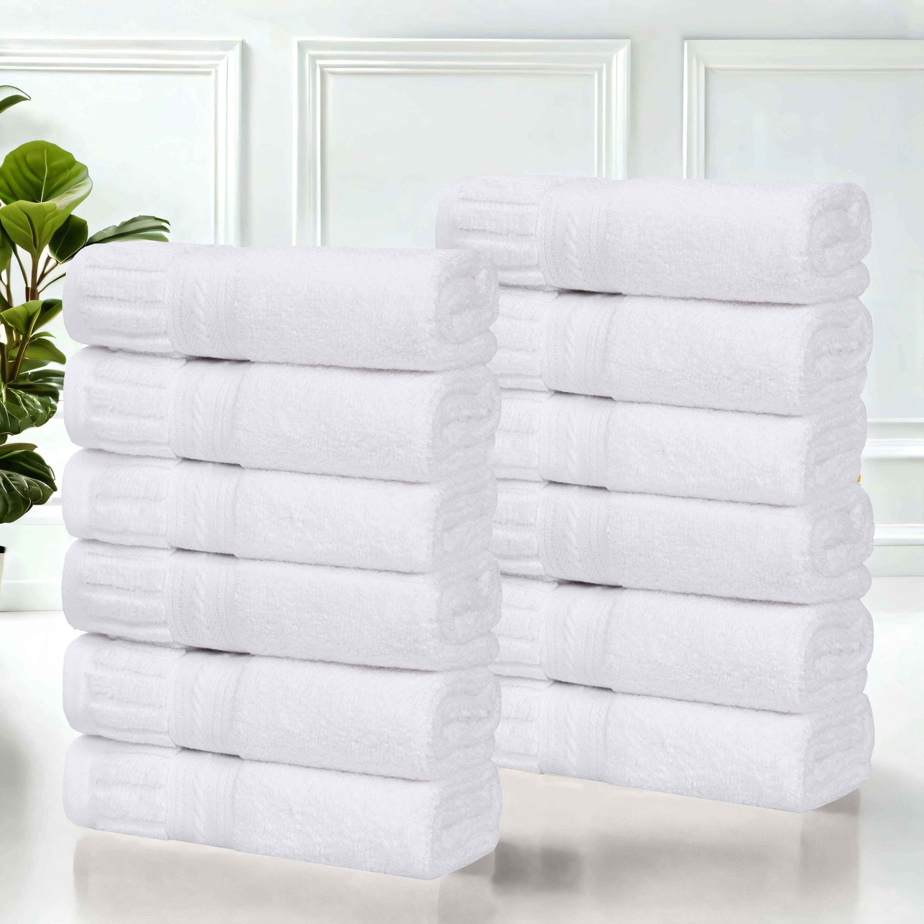 Venice Zero Twist Cotton Medium Weight Face Towels, Set of 12