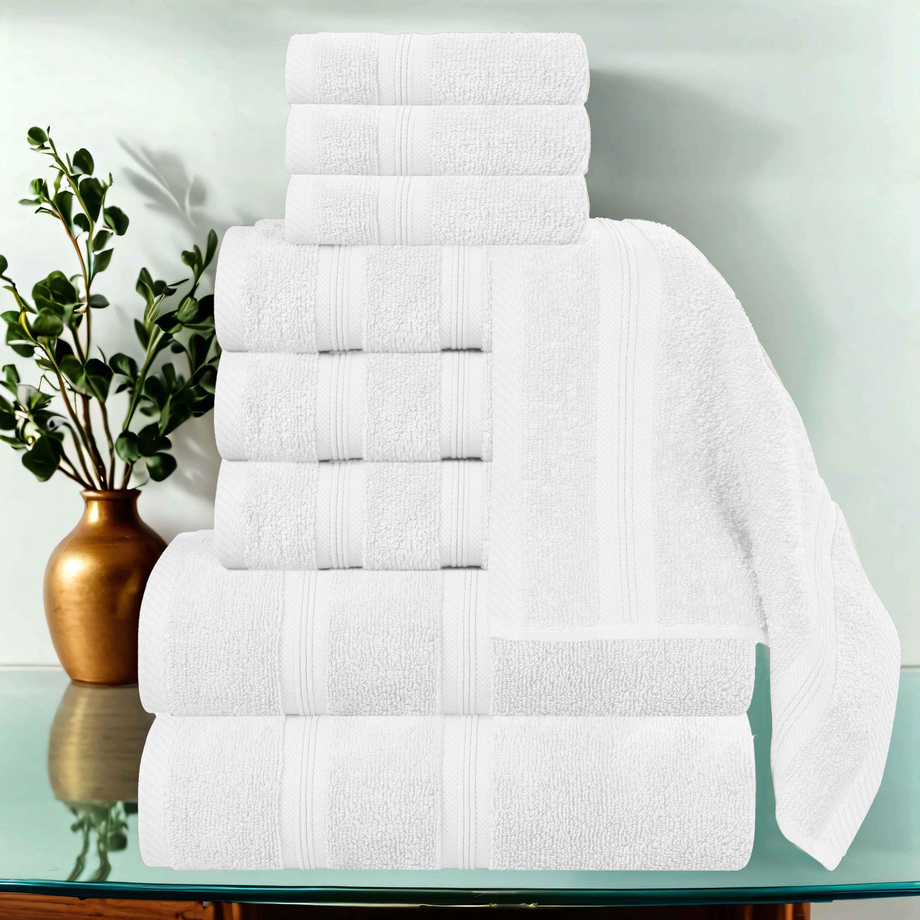 Smart Dry Zero Twist Cotton Medium Weight 9 Piece Assorted Towel Set