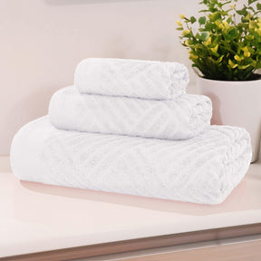 Basketweave Egyptian Cotton Jacquard 3 Piece Assorted Towel Set - Towel Set by Superior - Superior 