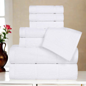 Milo Smart Twist Cotton Medium Weight Solid Ribbed 8 Piece Towel Set