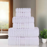 Sadie Zero Twist Cotton Solid and Jacquard Floral 6 Piece Towel Set - Towel Set by Superior