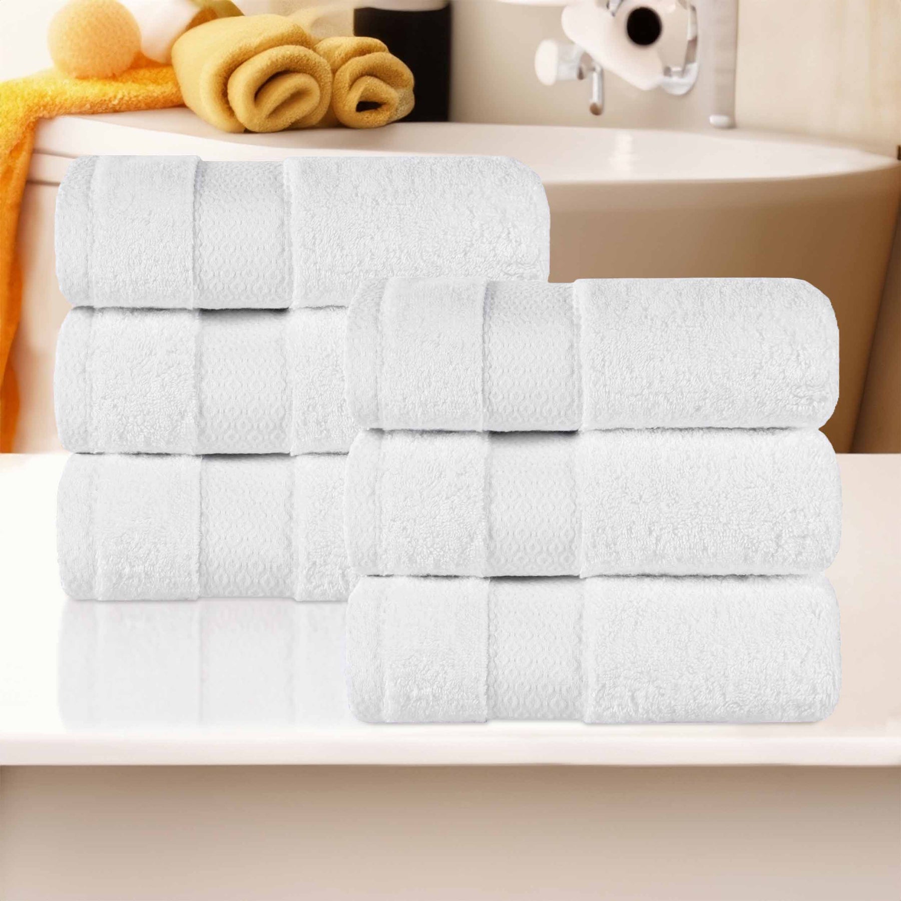 Niles Egyptian Giza Cotton Plush Thick Absorbent Hand Towel Set of 6