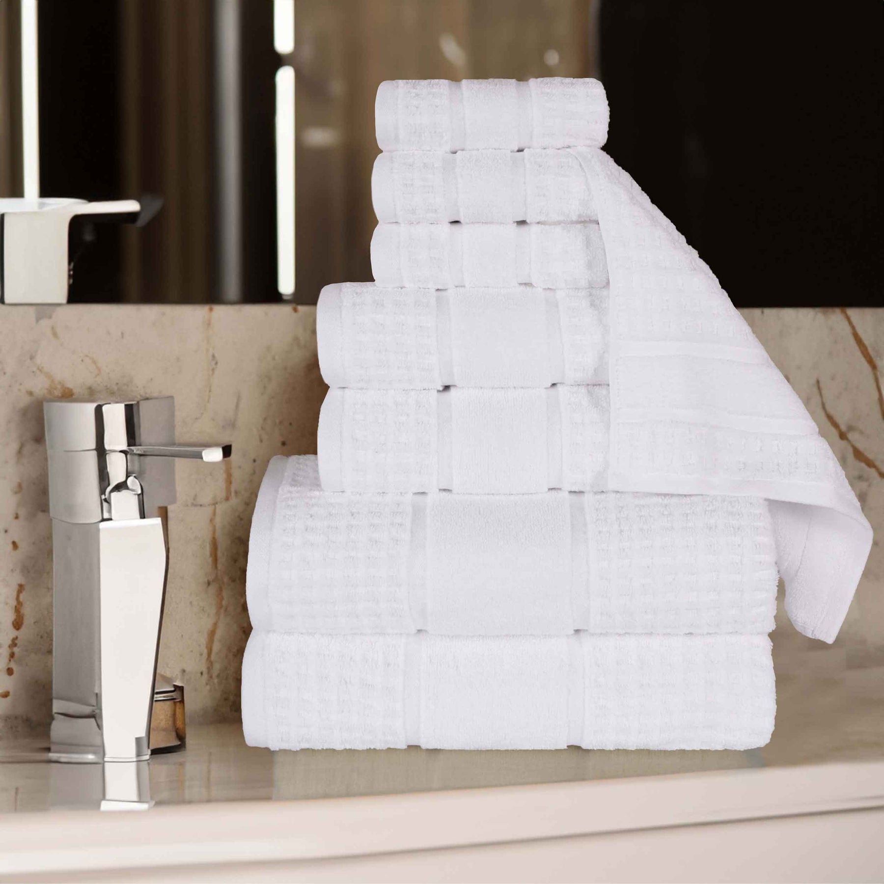 Napa Zero Twist Cotton Solid Waffle Honeycomb 8 Piece Towel Set