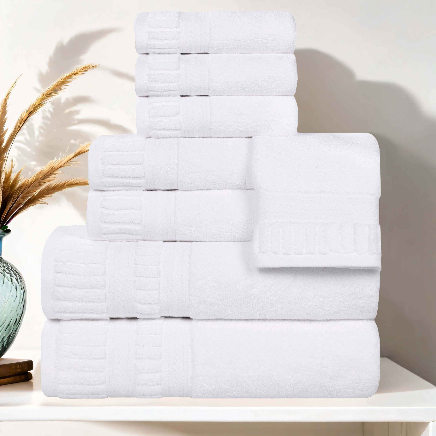 Venice Zero Twist Cotton Medium Weight Absorbent 8 Piece Towel Set