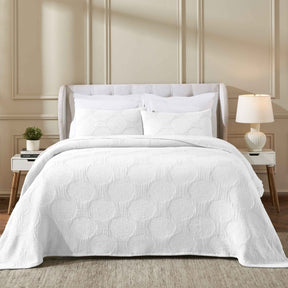 Tanta Cotton Medium Weight Textured Modern Circles Woven Coverlet