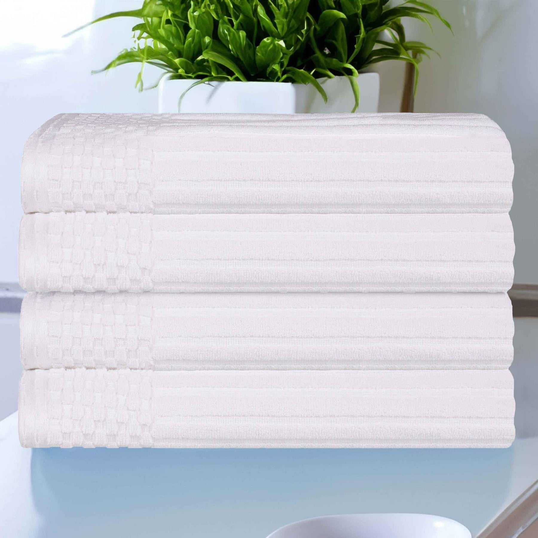 Soho Ribbed Cotton Absorbent Bath Towel Set of 4 - Bath Towel by Superior - Superior 