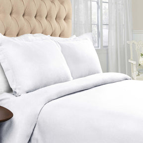 Flannel Cotton Modern Solid Fuzzy Duvet Cover Set With Pillow Shams- White