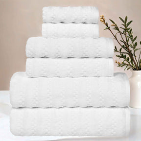 Zuma Zero Twist Cotton Medium Weight Waffle Stripes 6 Piece Towel Set