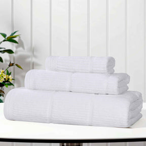 Milo Smart Twist Cotton Solid Ribbed 3 Piece Towel Set