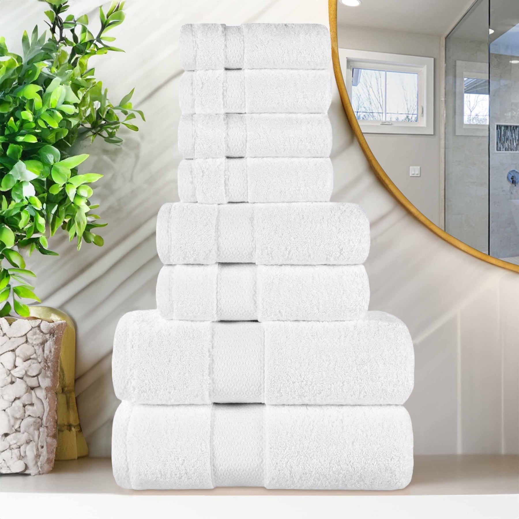 Niles Egyptian Giza Cotton Plush Heavyweight Soft 8 Piece Towel Set