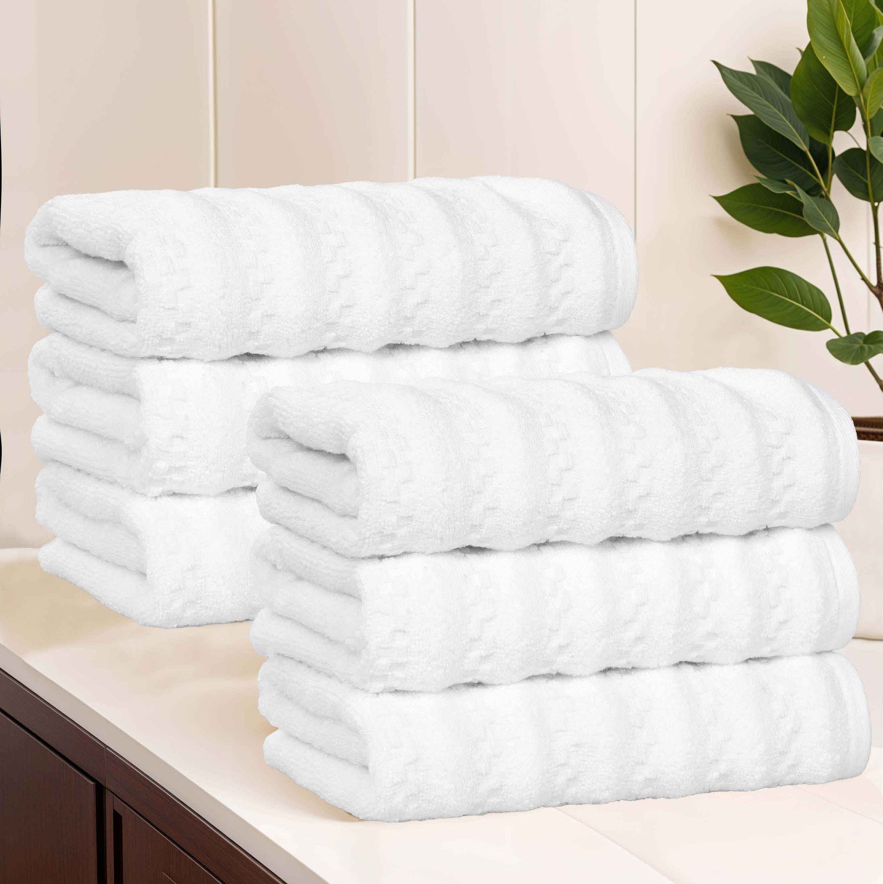 Zuma Zero Twist Cotton Medium Weight Absorbent Hand Towels, Set of 6